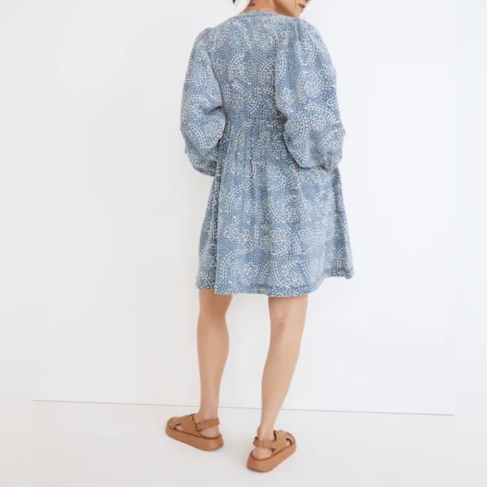 Madewell Bubble Sleeve Button Front Mini Dress - Picture 6 of 6